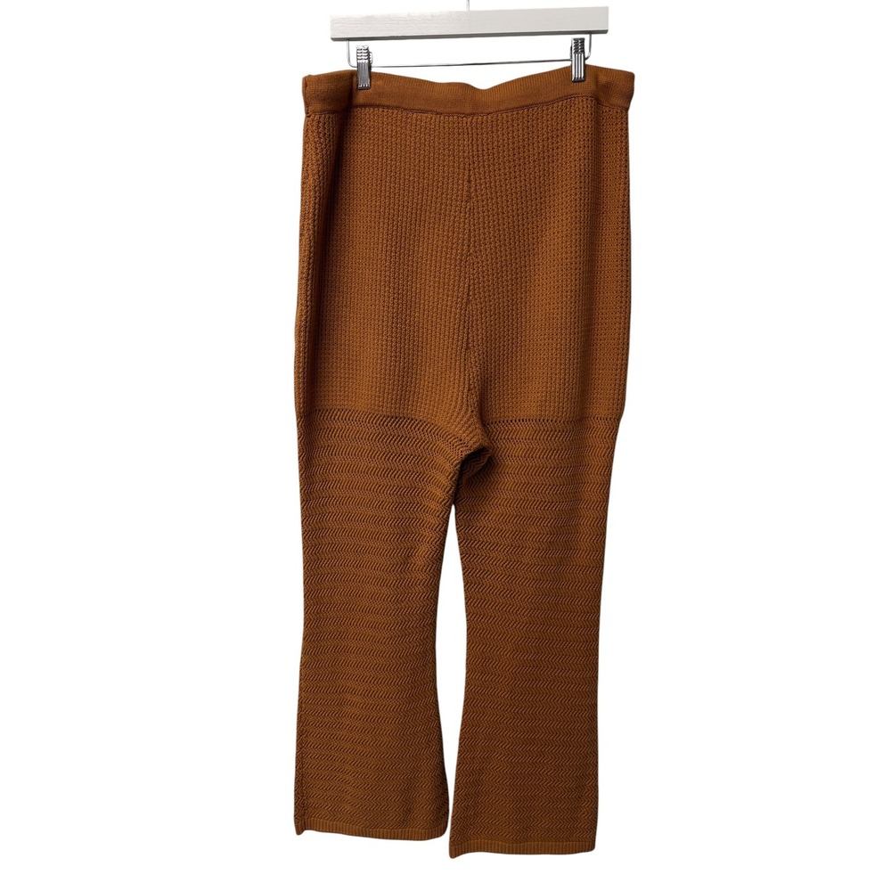 Nina Parker Knit Pants‎ Womens 1X Brown Boho Cozy Textured Flare Leg Loungewear - Picture 3 of 5